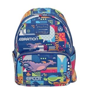 Loungefly Blue Multicolor EPCOT Pattern Mini Backpack